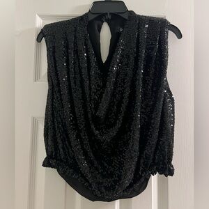 Do+Be Black Sparkly Sequin Cowl Neck Top